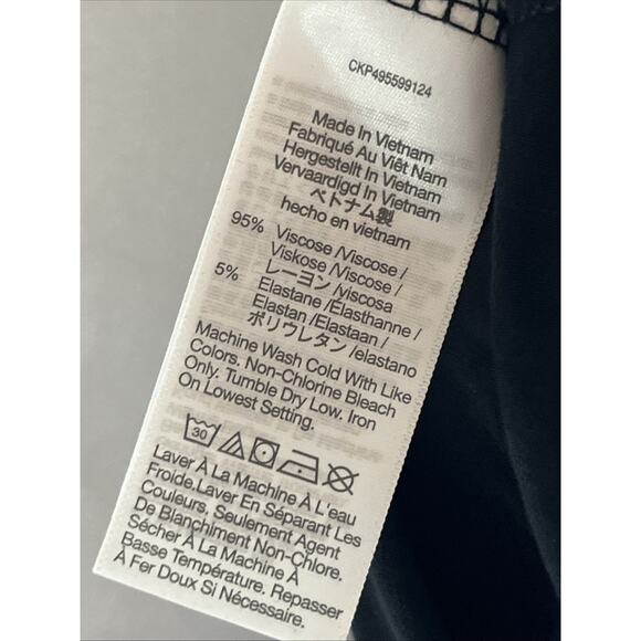 Madewell Jersey Asymmetrical Seam Midi Skirt Size Large Black Pull On Stretch - Picture 6 of 7